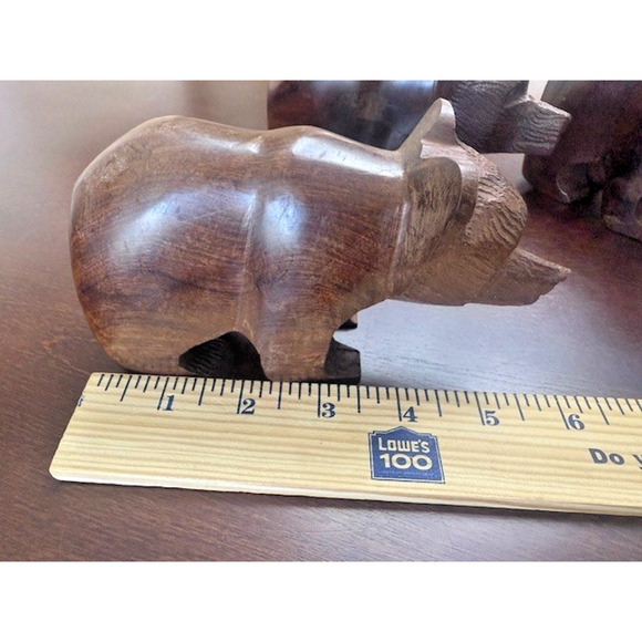 Vintage MCM Hand Carved Mexico Ironwood BROWN BEAR Grizzly Figurines family of 4 - Picture 6 of 13